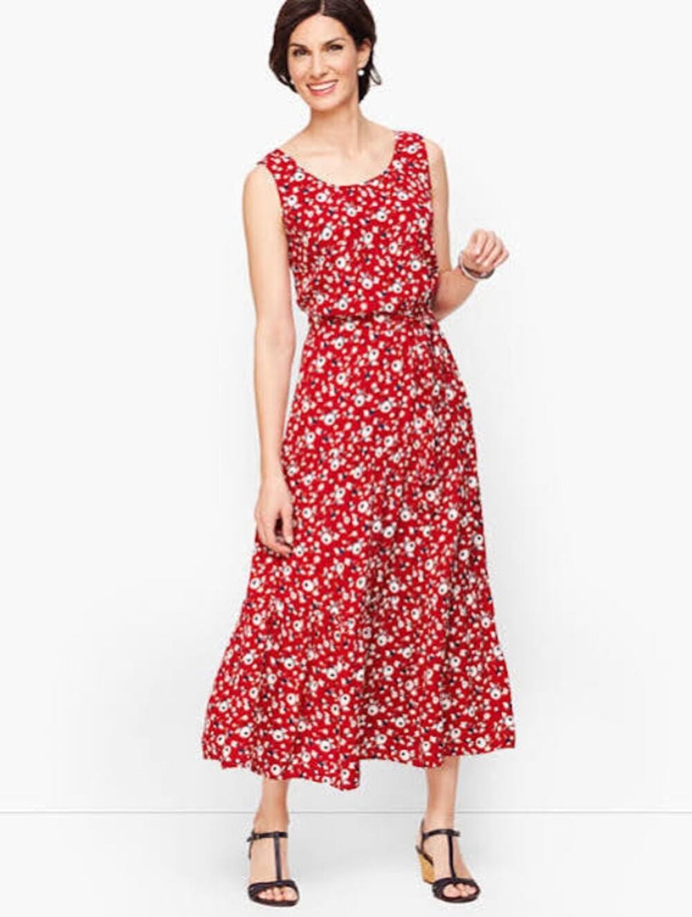 Talbots Floral Crepe Tiered Maxi Dress Size 2